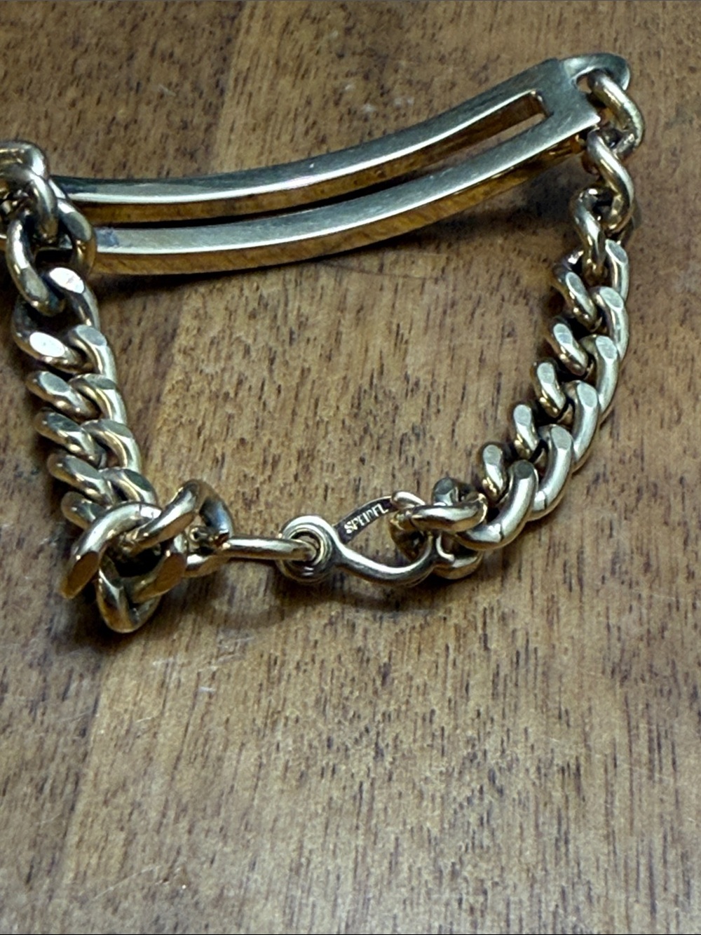 Speidel Gold-Tone Curb Chain Bracelet with Open Bar - Picture 3 of 4